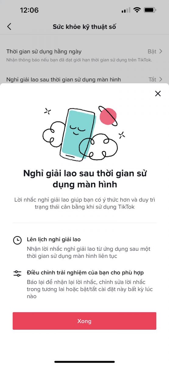 TikTok giới thiệu tính năng nhắc nhở bạn nghỉ giải lao