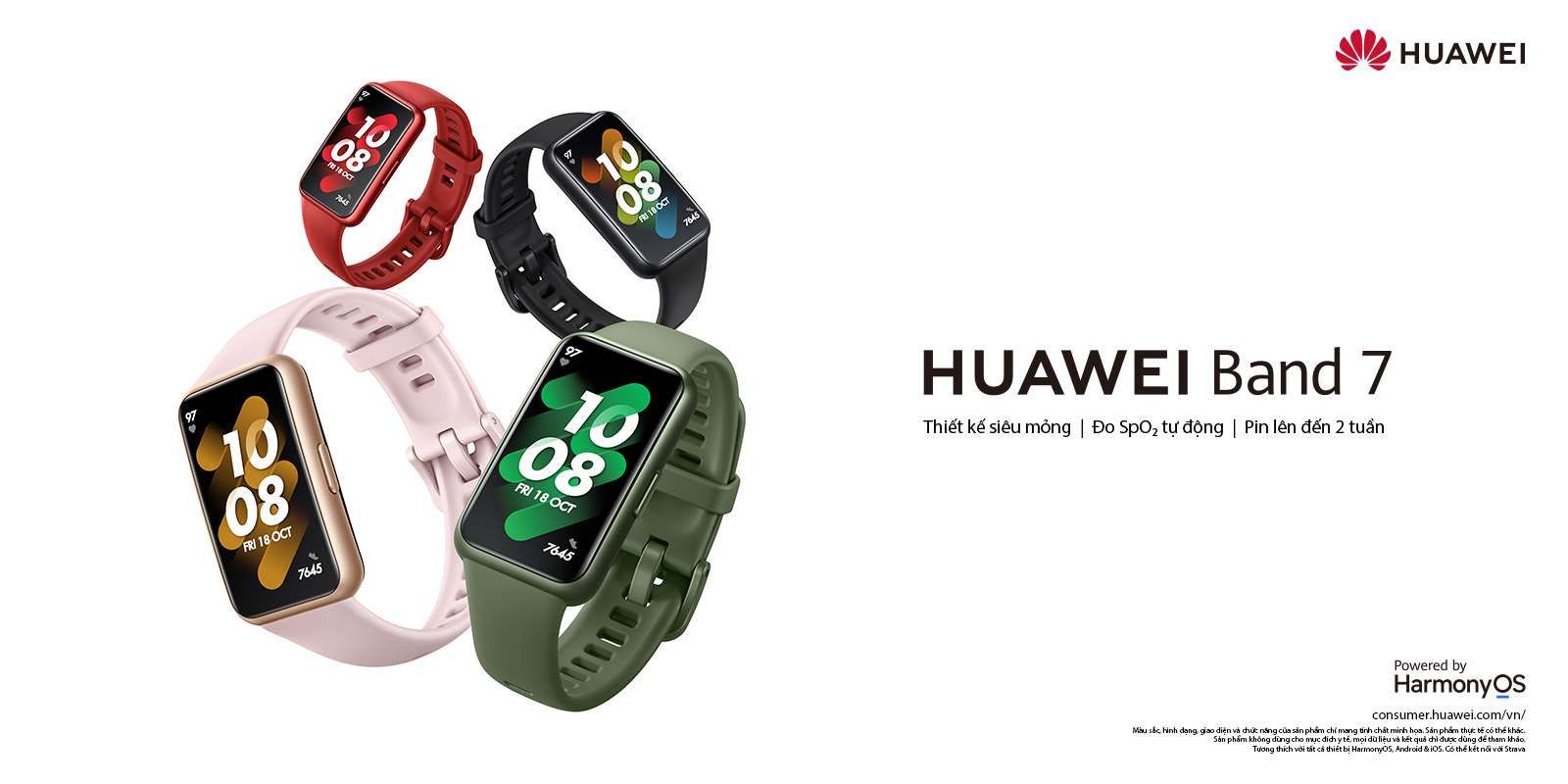 Vòng tay thông minh Huawei Band 7 ra mắt
