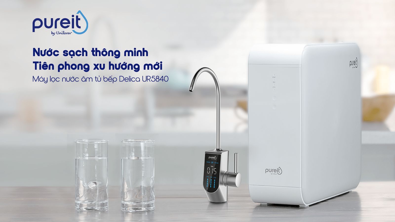 Pureit Delica UR5840: Máy lọc nước với vòi UV diệt khuẩn thông minh