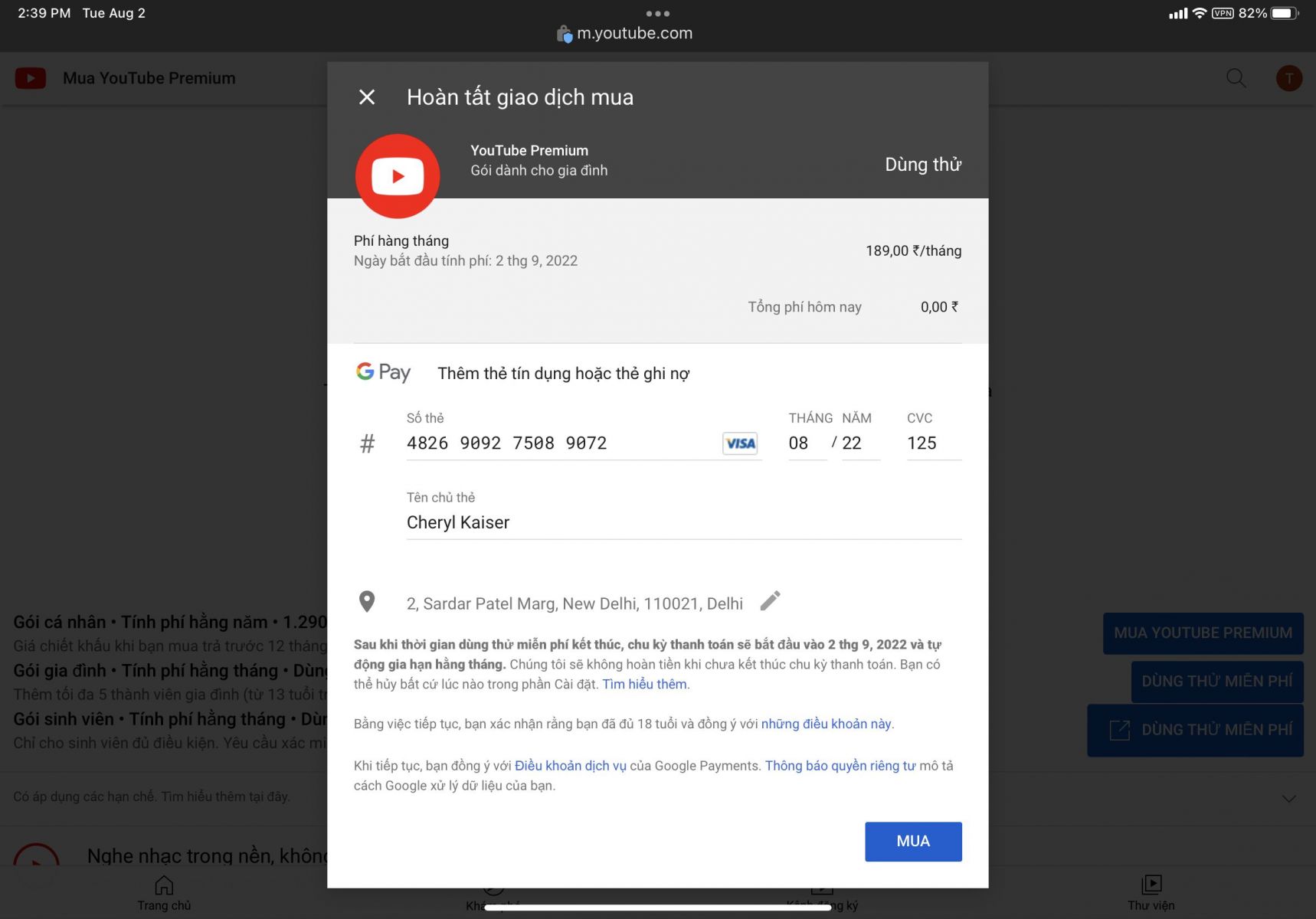 Tự đăng ký YouTube Premium với giá khoảng 70.000 đồng / tháng