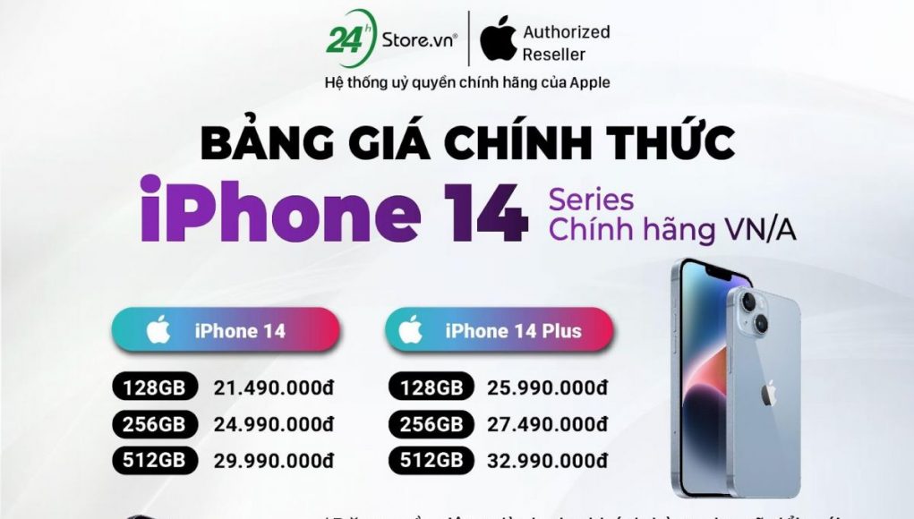 Bảng giá chính thức iPhone 14 Series tại 24hStore