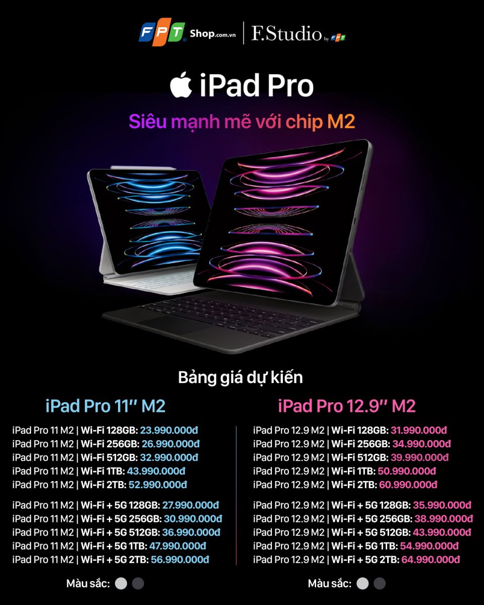 FPT Shop: iPad Gen 10 và iPad Pro 2022 chính hãng có giá dự kiến từ 12,99 triệu đồng