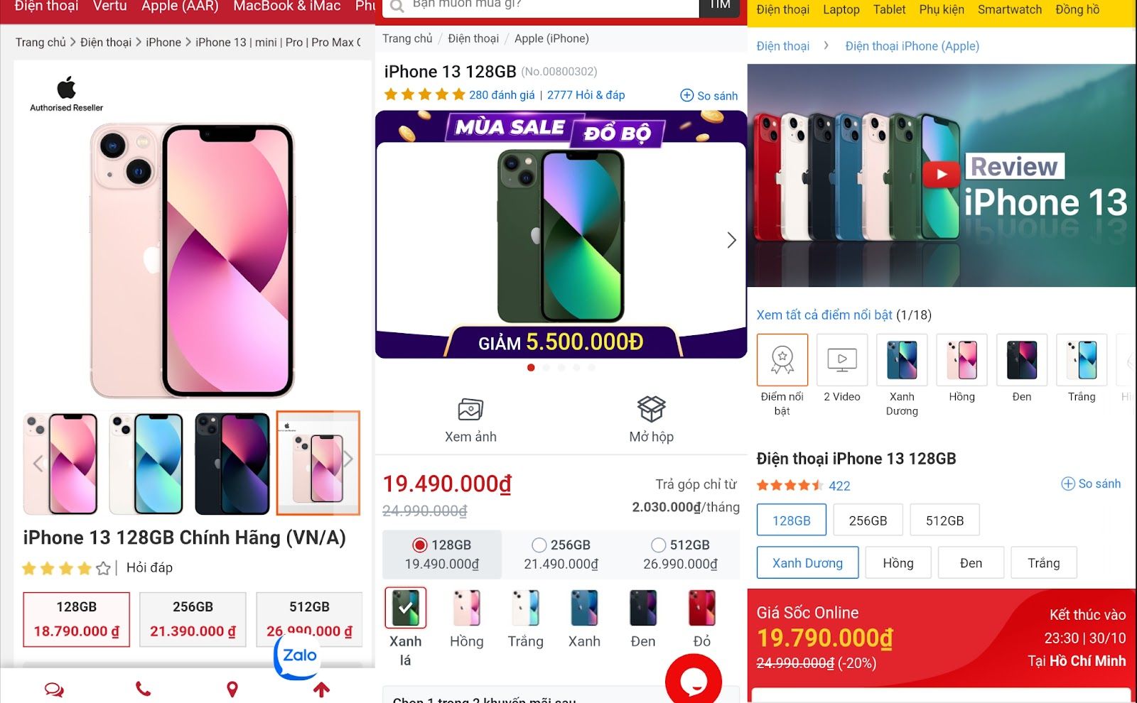 Giá iPhone 13 series VN/A giảm mạnh sau khi iPhone 14 lên kệ, chỉ còn từ 16,99 triệu đồng