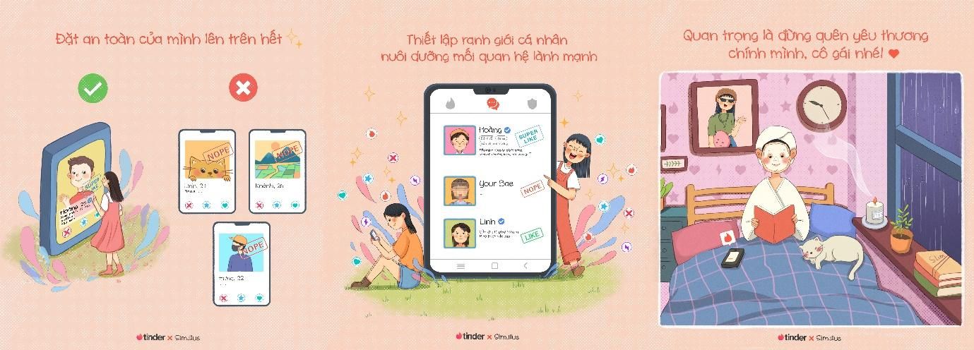 Nữ họa sĩ trẻ Việt Nam cùng Tinder sáng tạo bộ tranh ý nghĩa nhân ngày Phụ nữ Việt Nam  