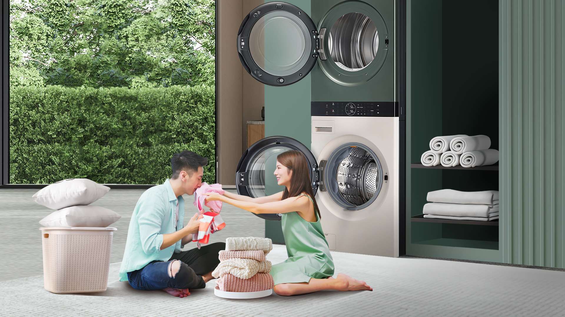 Tháp giặt sấy LG WashTower, làm sạch đồ dùng vải vóc cho gia đình hiện đại