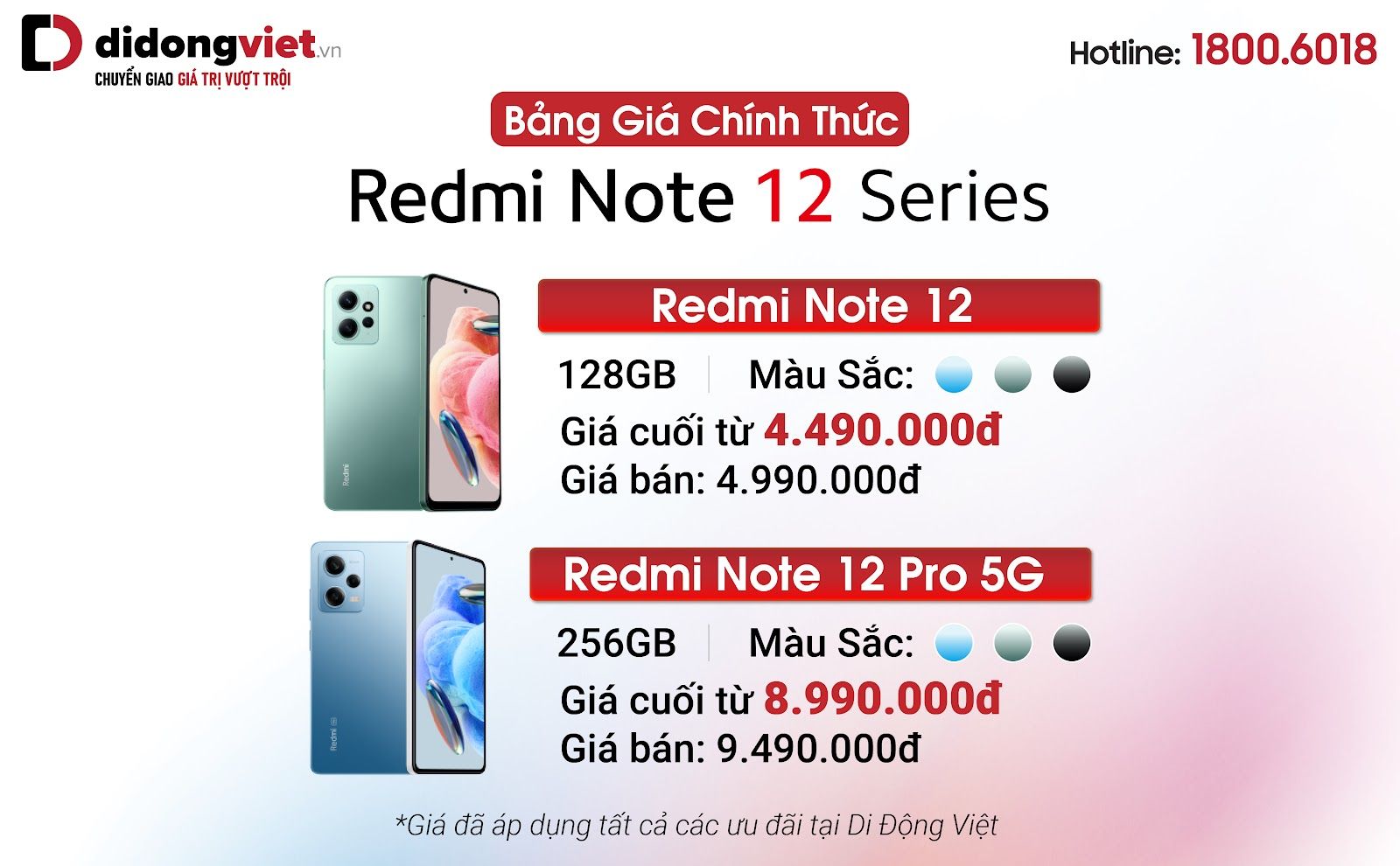 Di Động Việt nhận đặt trước Redmi Note 12 Series ưu đãi lên đến 4 triệu đồng