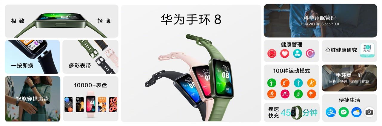 Huawei Band 8 ra mắt: Thời lượng sử dụng lên tới 14 ngày, khung viền vuông, màn hình siêu mỏng, giá từ 919,000 đồng