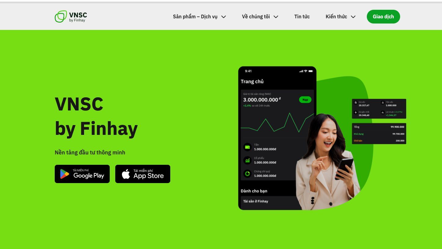 Ứng dụng Finhay chuyển đổi thành nền tảng đầu tư thông minh VNSC by Finhay