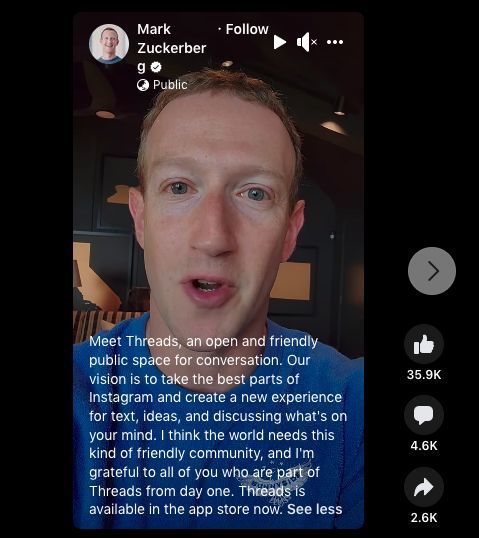 Mark Zuckerberg: Threads đã có hơn 2 triệu người dùng sau 2 giờ ra mắt