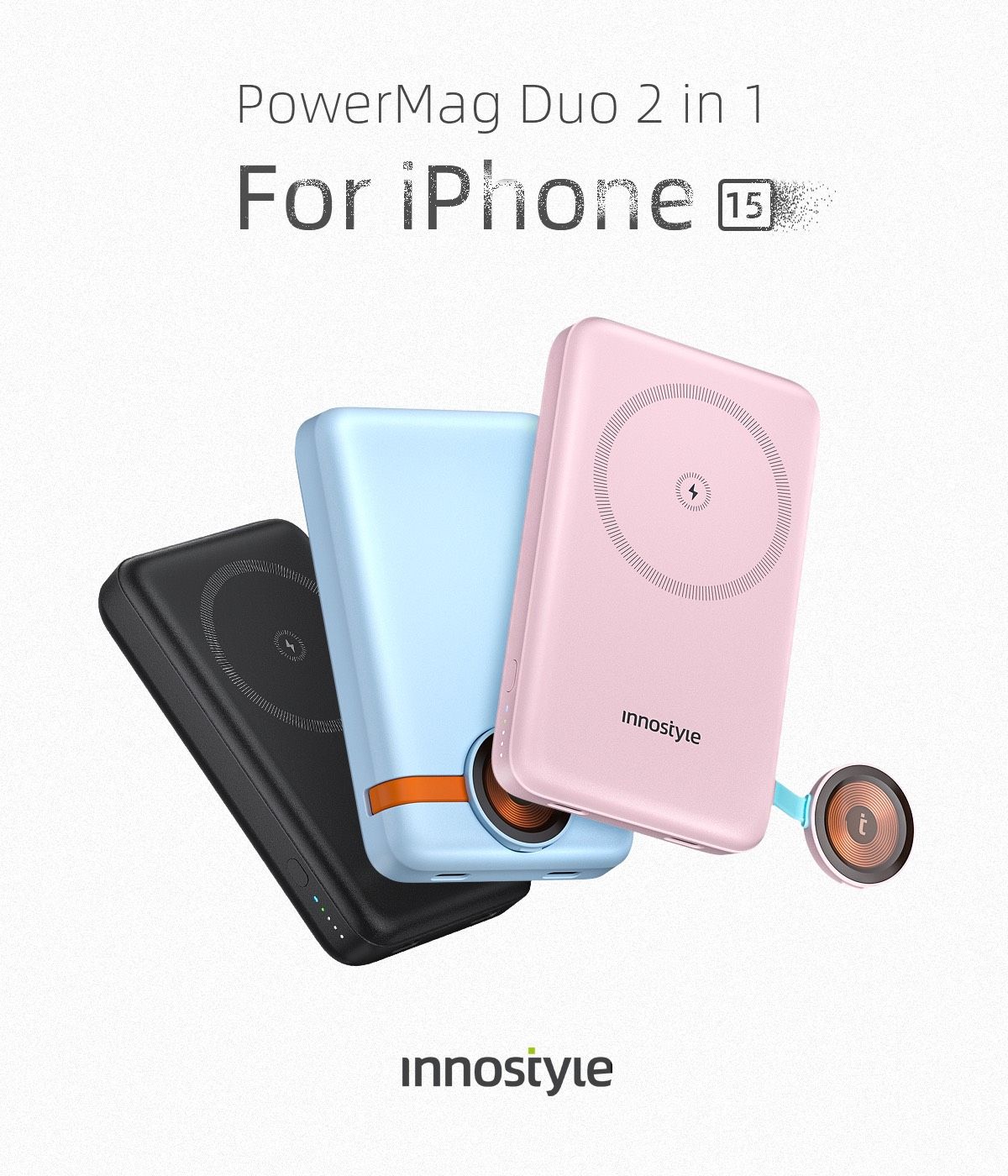 Innostyle PowerMag Duo 2-in-1 10000mAh IW202: hai cổng sạc không dây cho đồ Apple