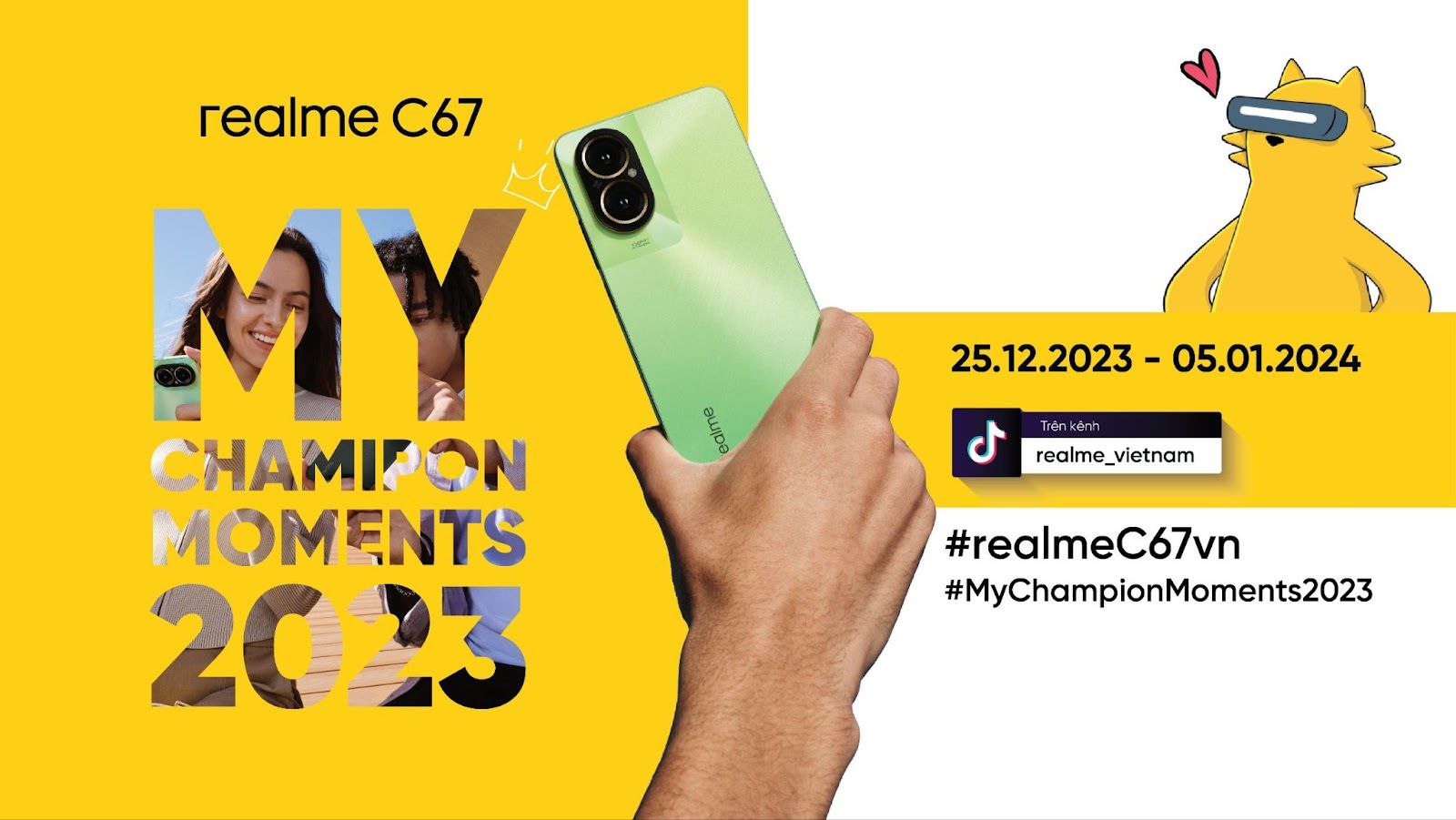 Chính thức mở bán đặc biệt realme C67 tại Thế Giới Di Động, khép lại năm 2023 với nhiều cột mốc phát triển rực rỡ, hứa hẹn mang đến nhiều điều mới mẻ hơn trong 2024