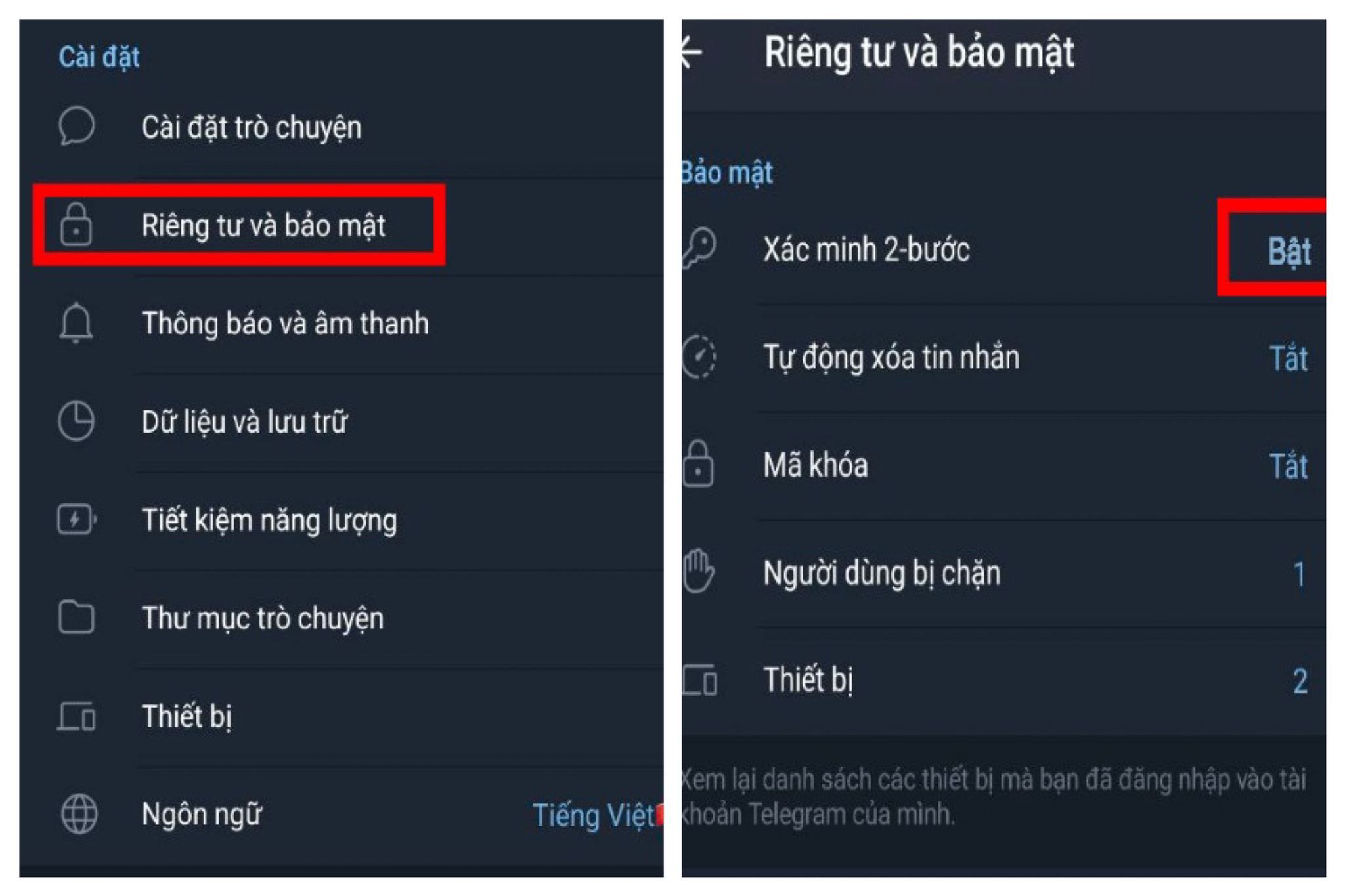 Hướng dẫn bảo mật tài khoản Telegram