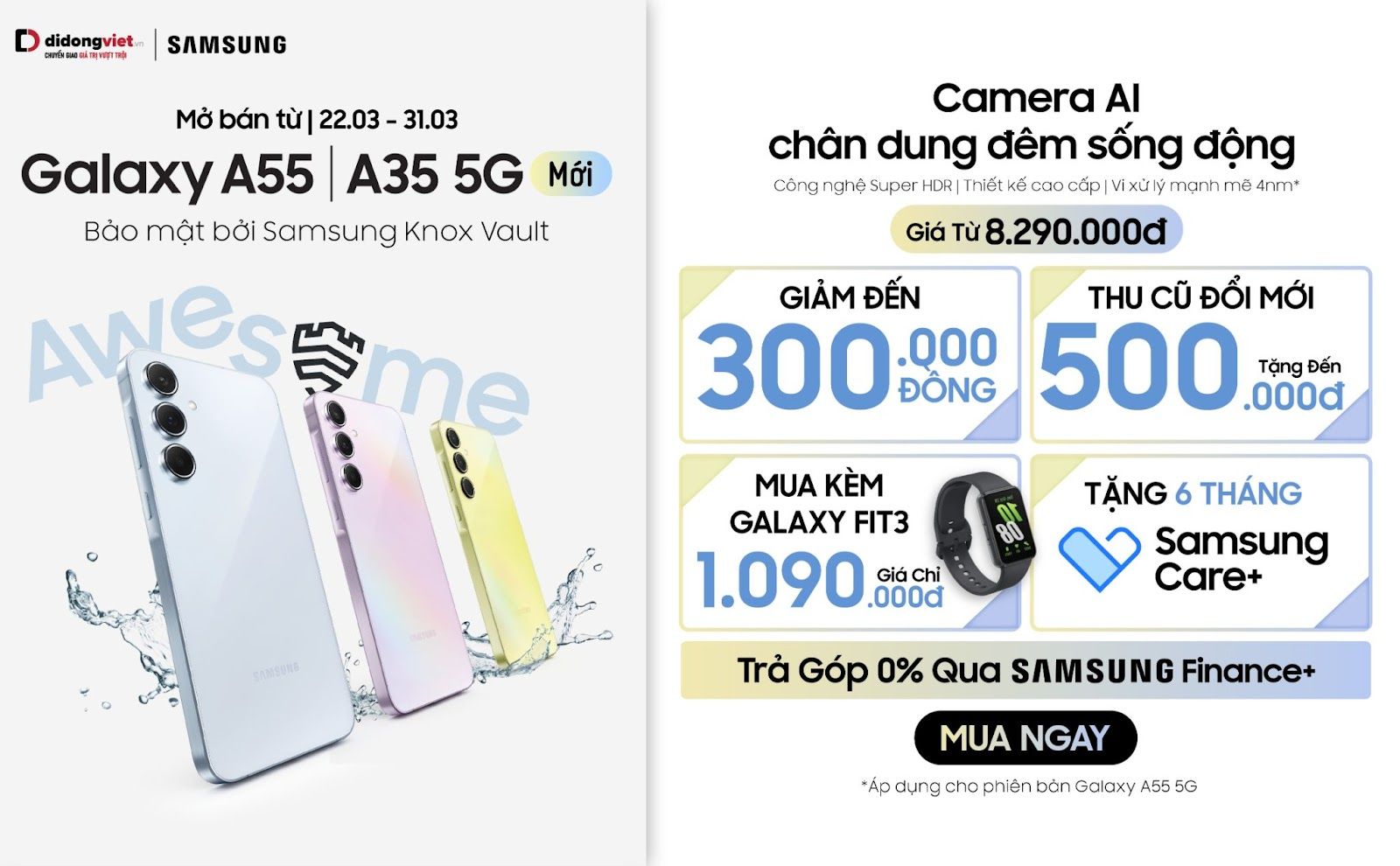 Samsung sale lớn đầu năm: Mua 1 tặng 1, nhiều điện thoại giảm đến 50%