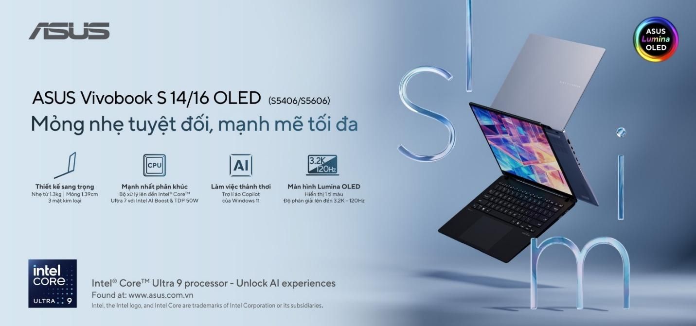 ASUS ra mắt dòng Vivobook S 14/16 OLED mới: laptop tích hợp chip AI mạnh nhất phân khúc