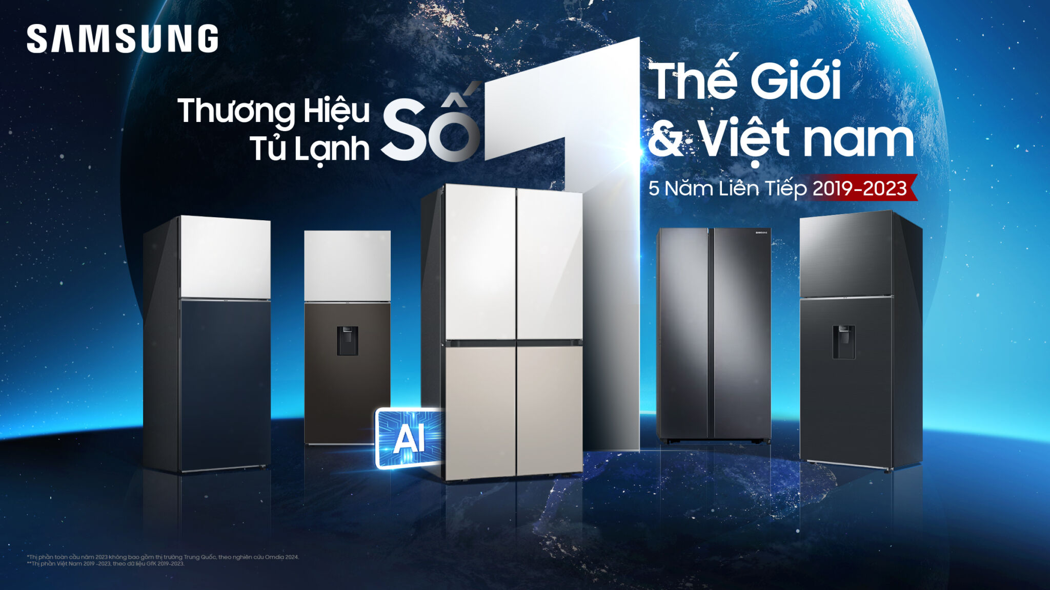 Samsung ra mắt tủ lạnh Side by Side trang bị công nghệ AI