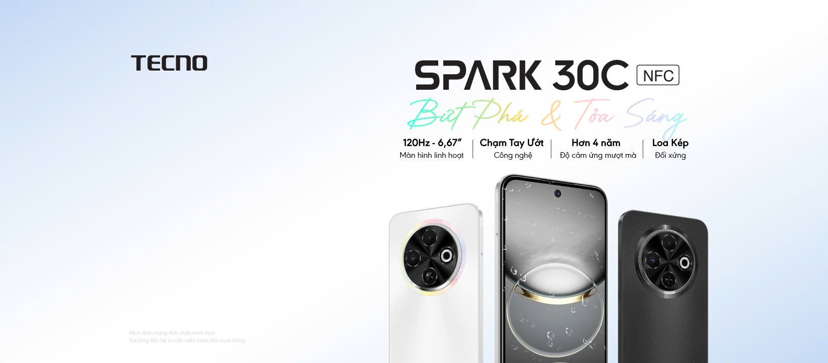 TECNO SPARK 30C: Giá chưa đến 3 triệu, màn hình 120hz, loa kép, cảm ứng mượt 4 năm