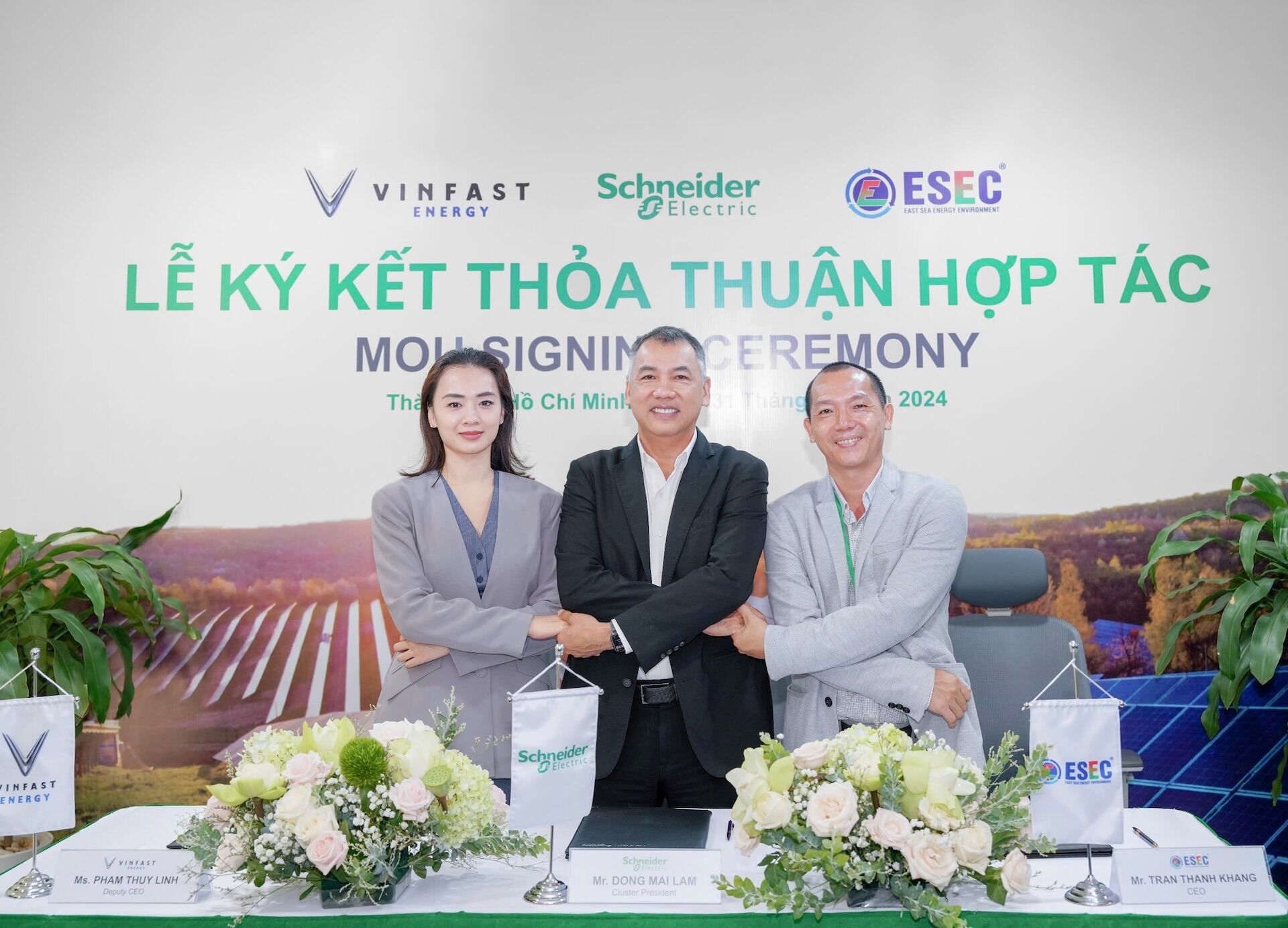 VinFast Ernergy, Schneider Electric và ESEC hợp tác thúc đẩy giải pháp pin lưu trữ và quản lý năng lượng