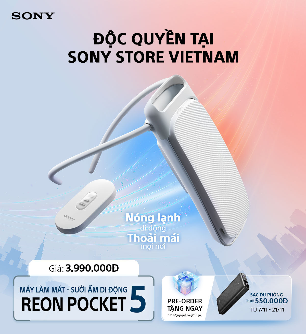 Sony ra mắt máy làm mát và sưởi ấm di động REON POCKET 5