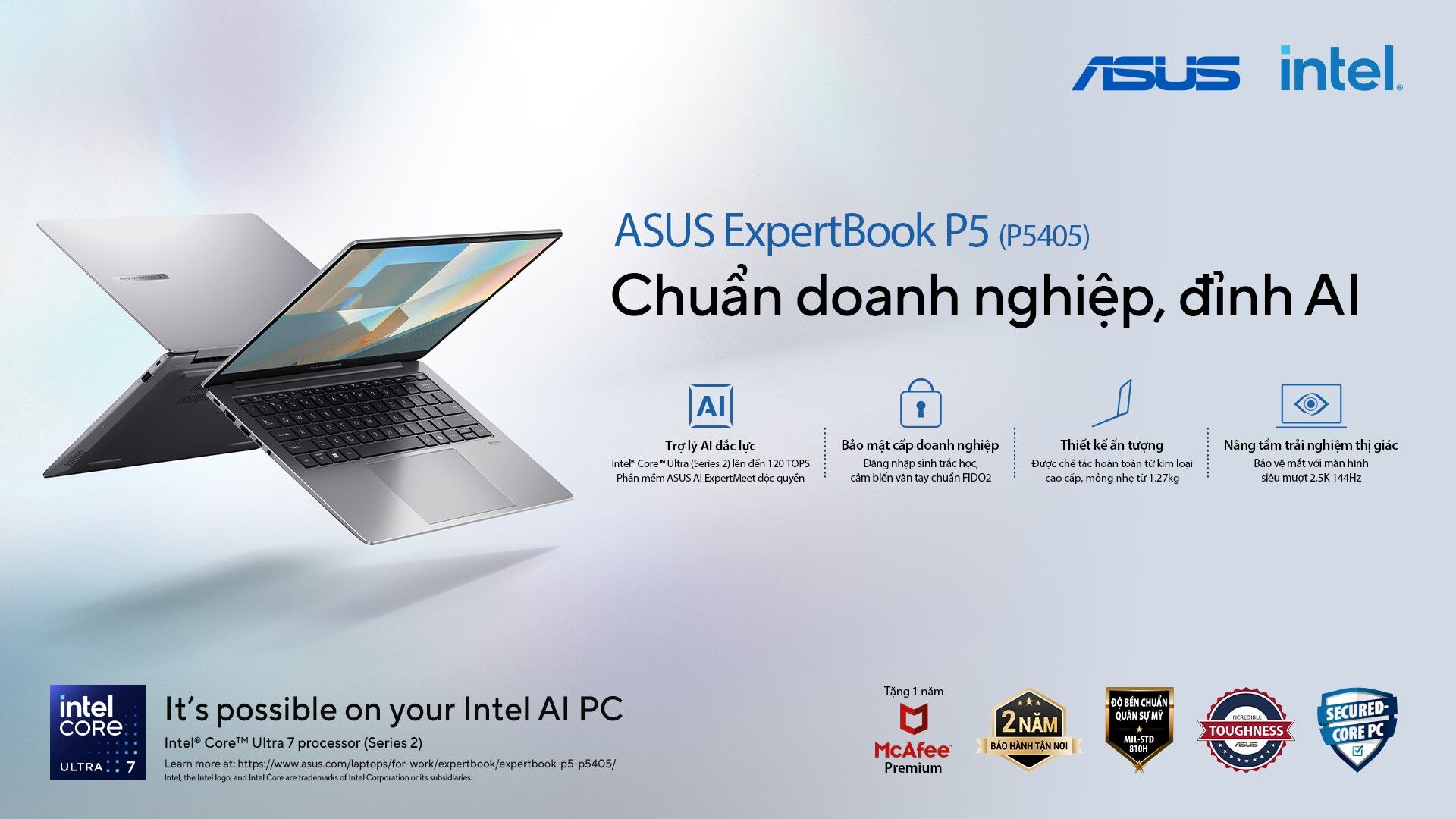 ASUS giới thiệu dòng laptop doanh nghiệp ExpertBook P hoàn toàn mới - tái định nghĩa hiệu suất làm việc với AI