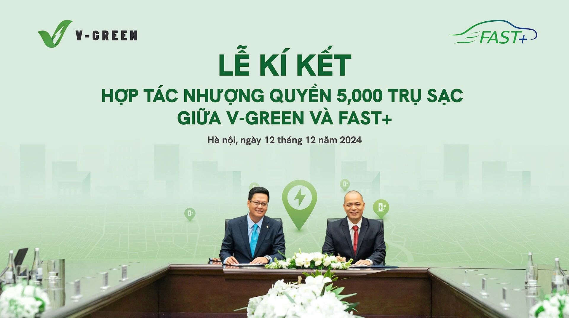 V-GREEN hợp tác Fast+ triển khai 5.000 trụ sạc đến hết năm 2025