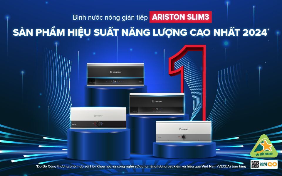 Ariston dẫn đầu thị trường máy nước nóng với giải thưởng hiệu suất năng lượng cao nhất năm 2024