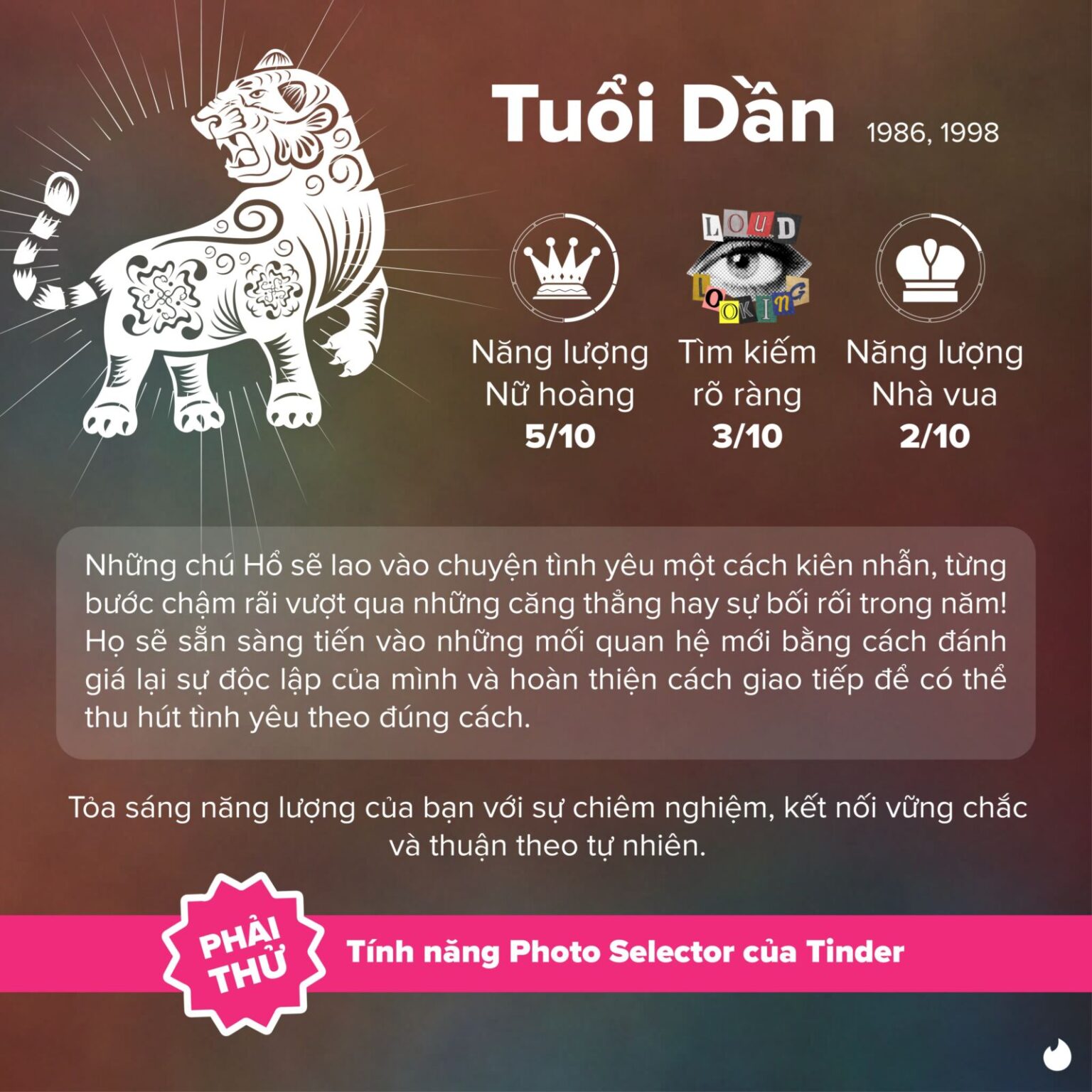 Tinder tung bí kíp để trường năng lượng thăng hoa, giúp đường tình duyên của hội độc thân "đỉnh nóc, kịch trần" mùa Tết Ất Tỵ