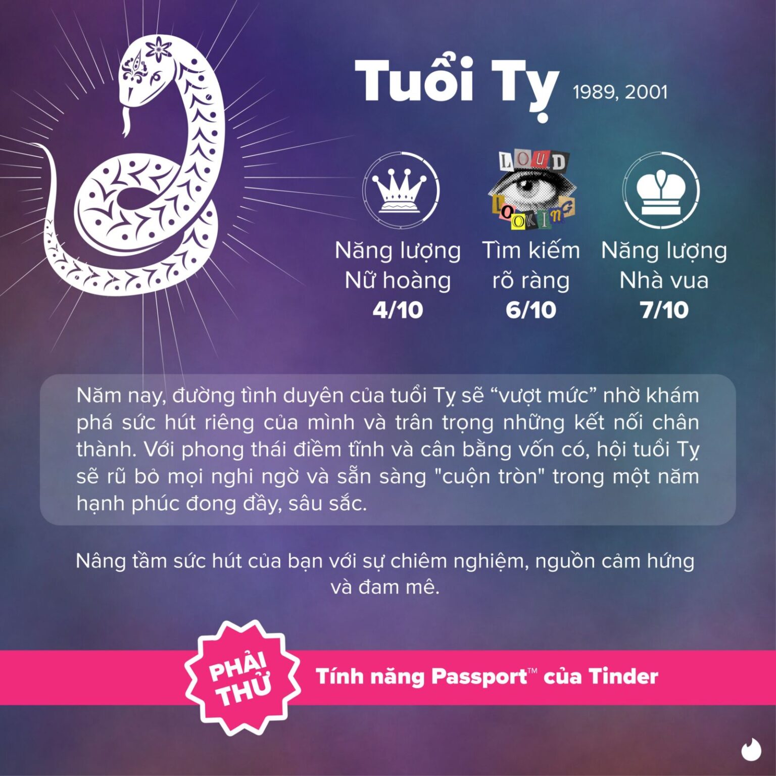 Tinder tung bí kíp để trường năng lượng thăng hoa, giúp đường tình duyên của hội độc thân "đỉnh nóc, kịch trần" mùa Tết Ất Tỵ