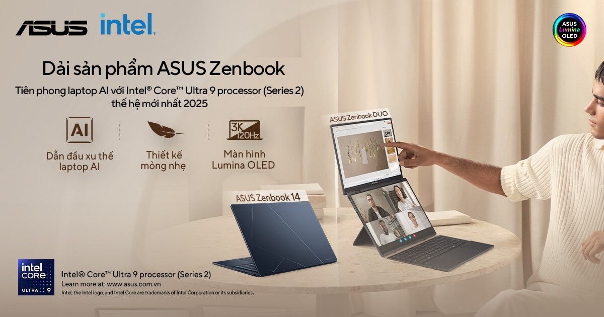 ASUS ra mắt các mẫu laptop AI đầu tiên tại Việt Nam trang bị Intel Core Ultra (Series 2) 2025