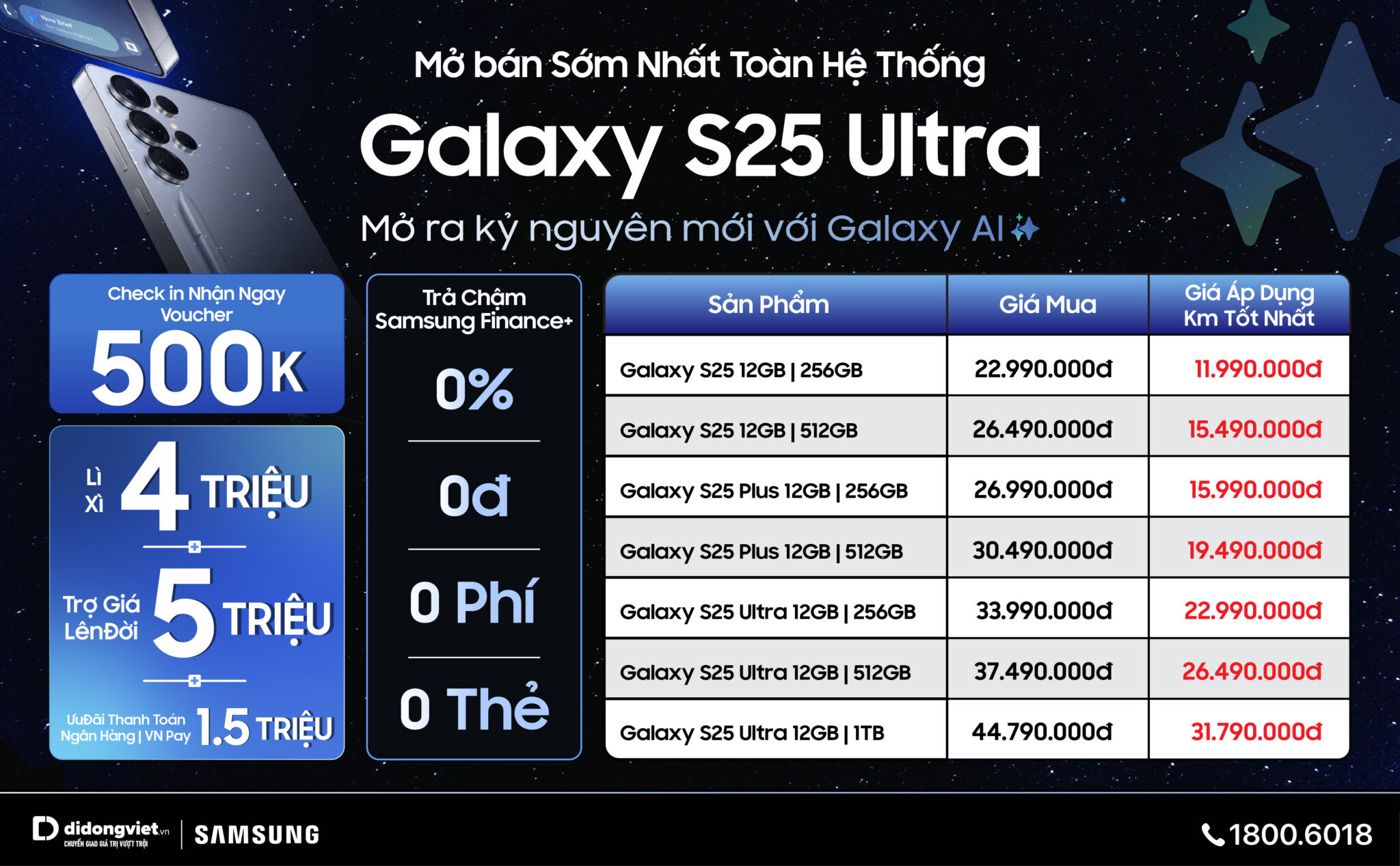 Di Động Việt trả hàng sớm Galaxy S25 trên toàn hệ thống, quà tặng dành riêng những khách hàng sở hữu sớm lên đến 16 triệu đồng