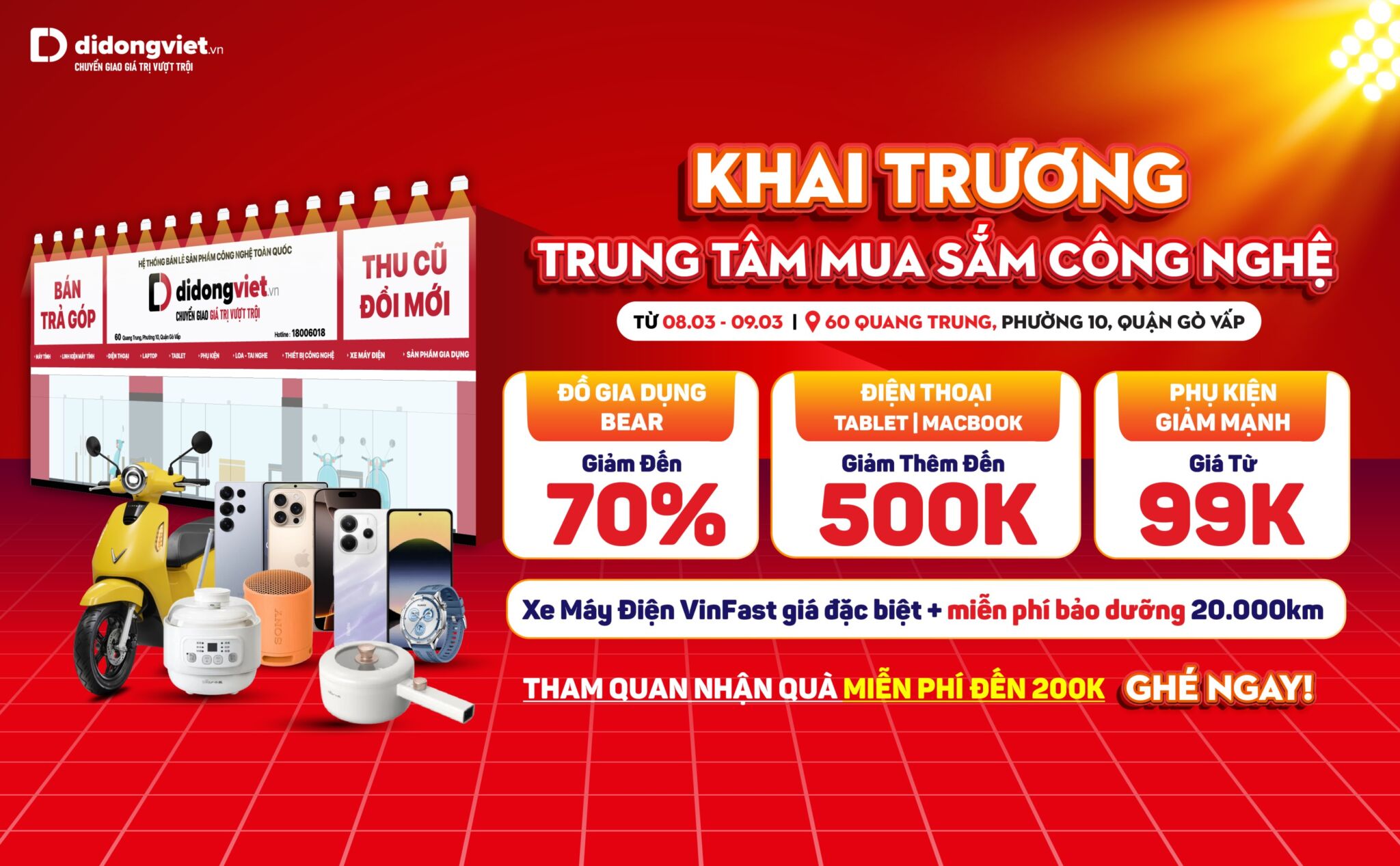 Di Động Việt phát triển mô hình trung tâm mua sắm công nghệ: Hàng trăm quà miễn phí, sản phẩm chính hãng từ 1 nghìn đồng