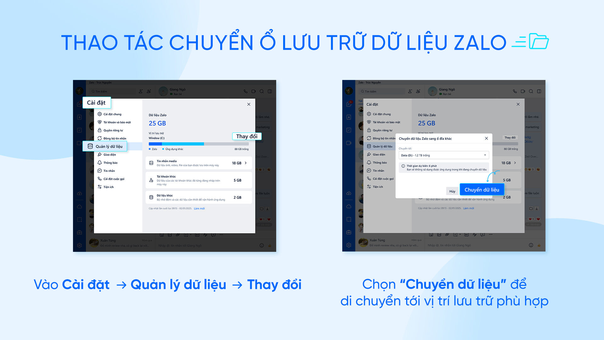 Zalo ra mắt tính năng chuyển dữ liệu, khắc phục tình trạng đầy ổ cứng, kiểm soát dữ liệu an toàn & hiệu quả