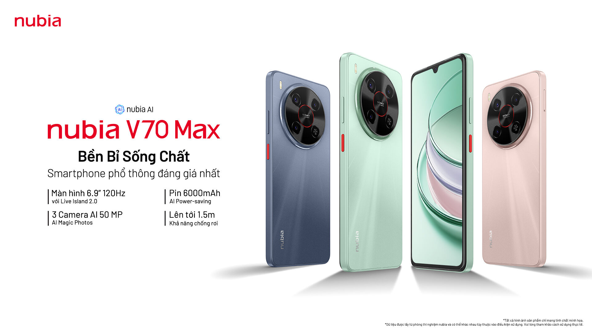 ZTE giới thiệu bộ đôi nubia V70 Design & nubia V70 Max với thiết kế thời thượng, bền bỉ vượt trội, hỗ trợ NFC cùng loạt công nghệ cao cấp với giá chỉ từ 2.390.000 đồng