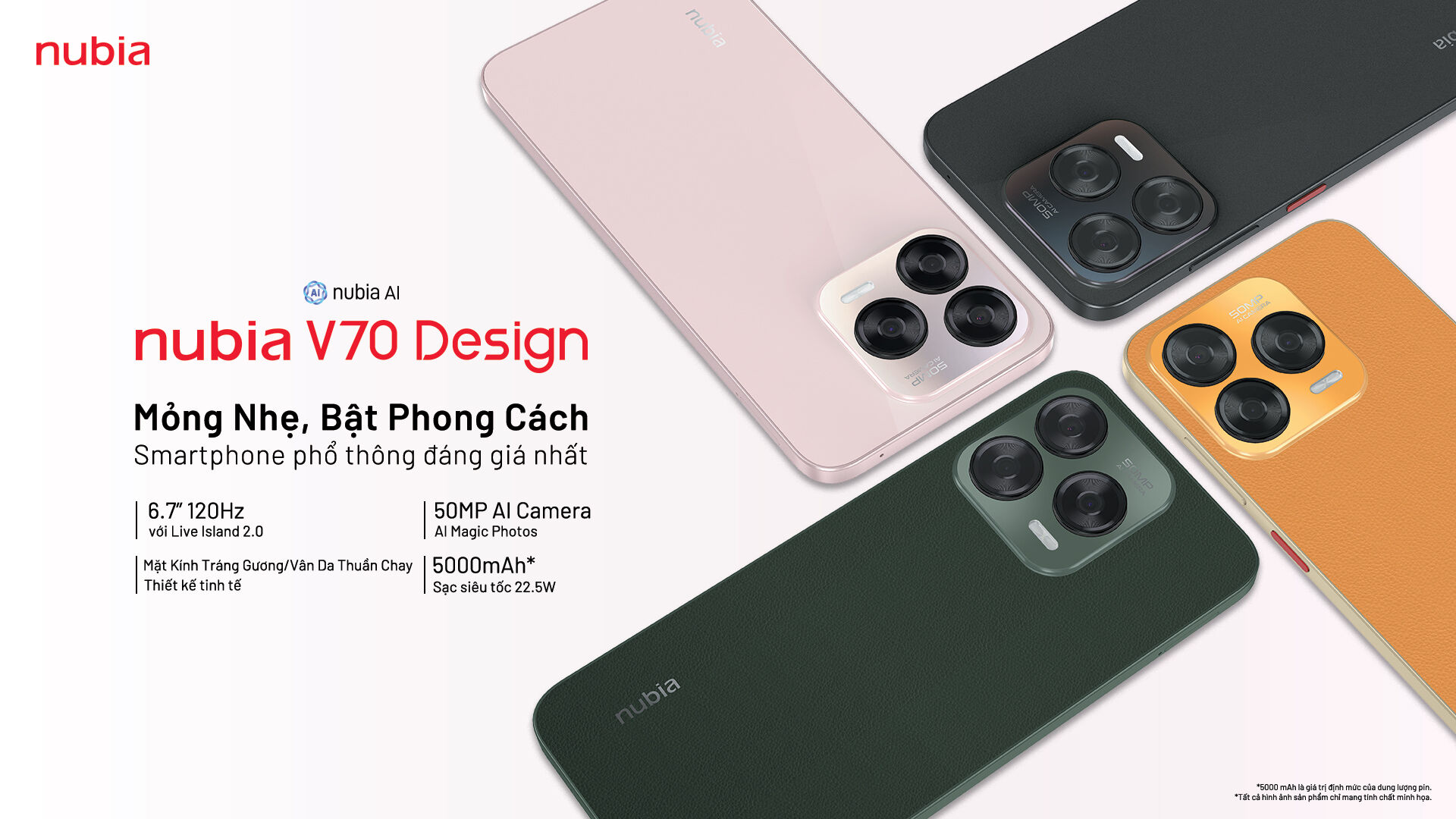 ZTE giới thiệu bộ đôi nubia V70 Design & nubia V70 Max với thiết kế thời thượng, bền bỉ vượt trội, hỗ trợ NFC cùng loạt công nghệ cao cấp với giá chỉ từ 2.390.000 đồng